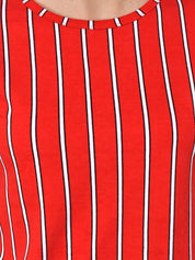 Kotty Women Red & White Striped Night Suit