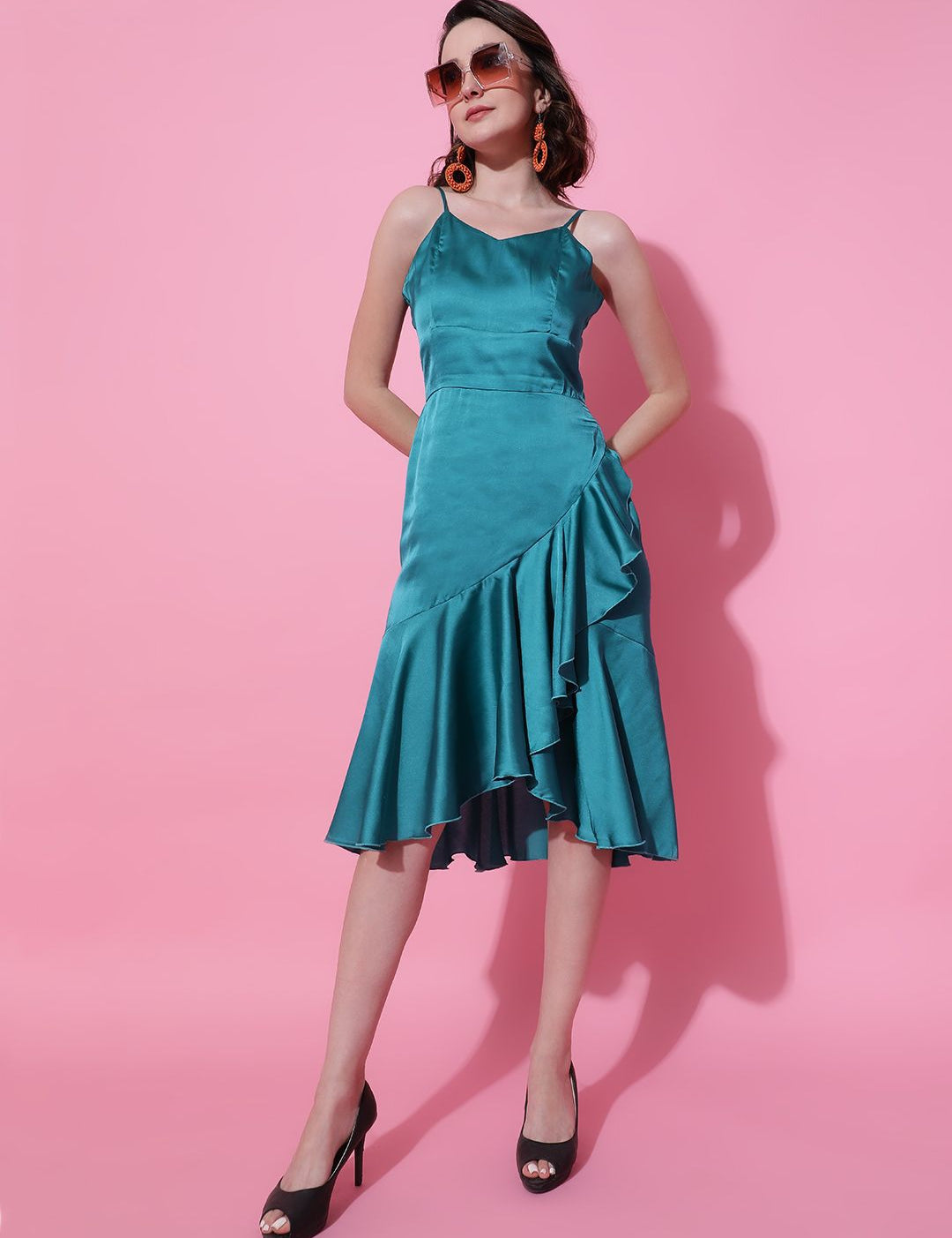 Kotty Women Solid A-Line Midi Dress