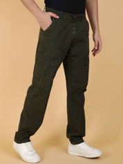 Kotty Men Solid Easy Wash Cargos Trousers