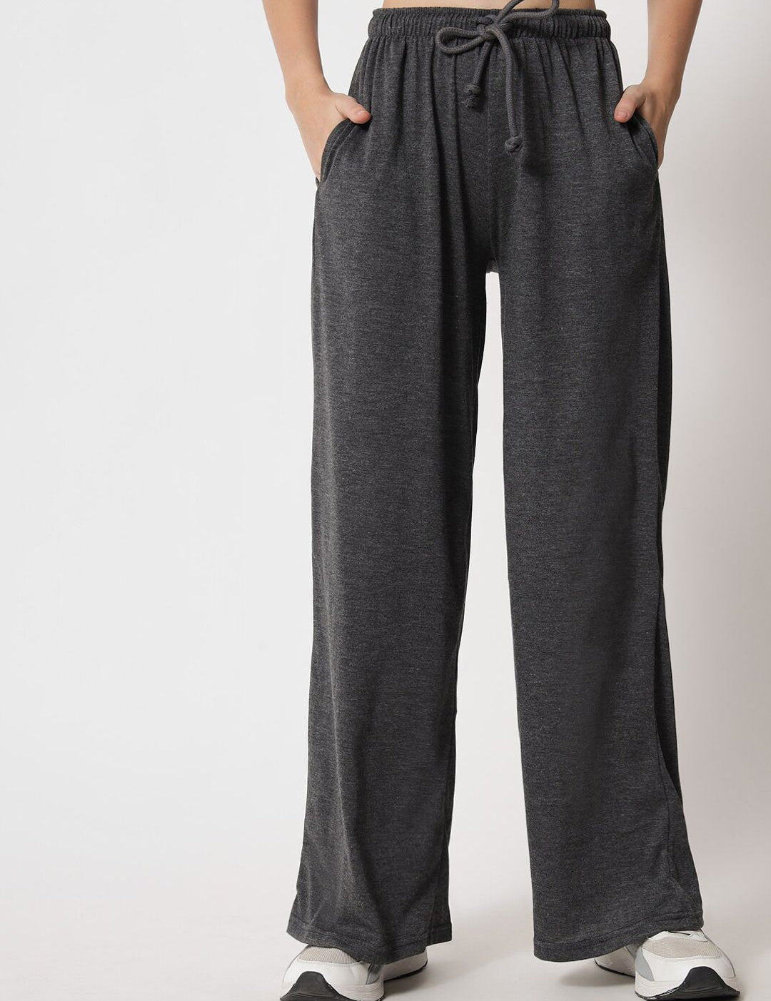 Kotty Women Grey Relaxed High-Rise Easy Wash Trousers
