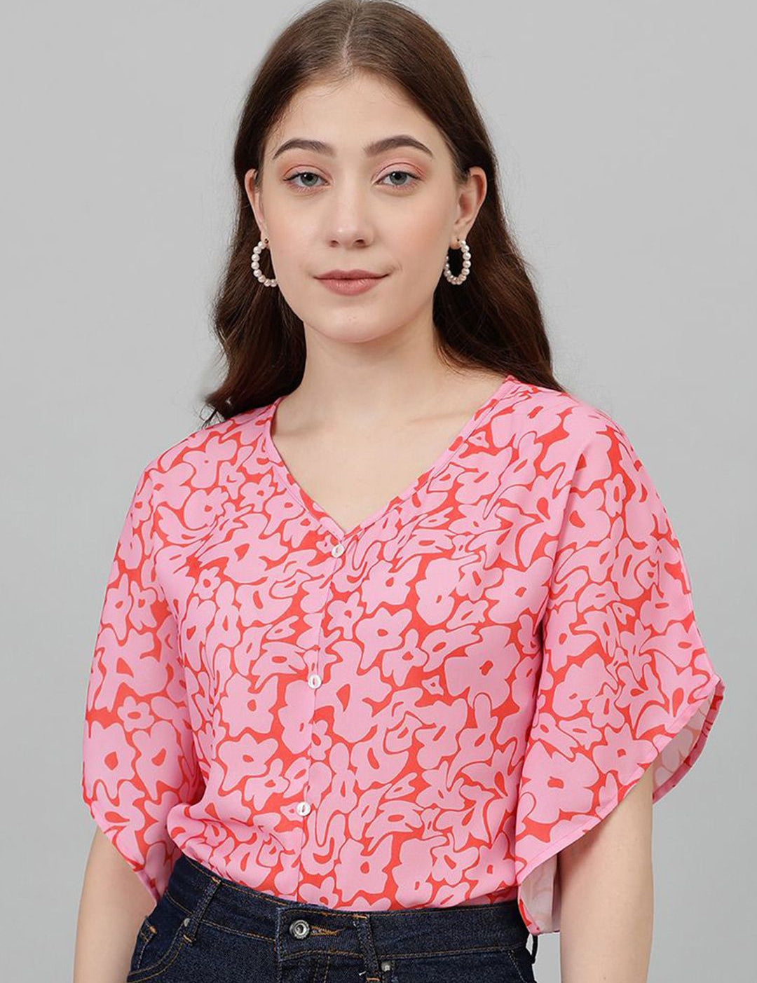 Kotty Batwing Sleeves Printed Top