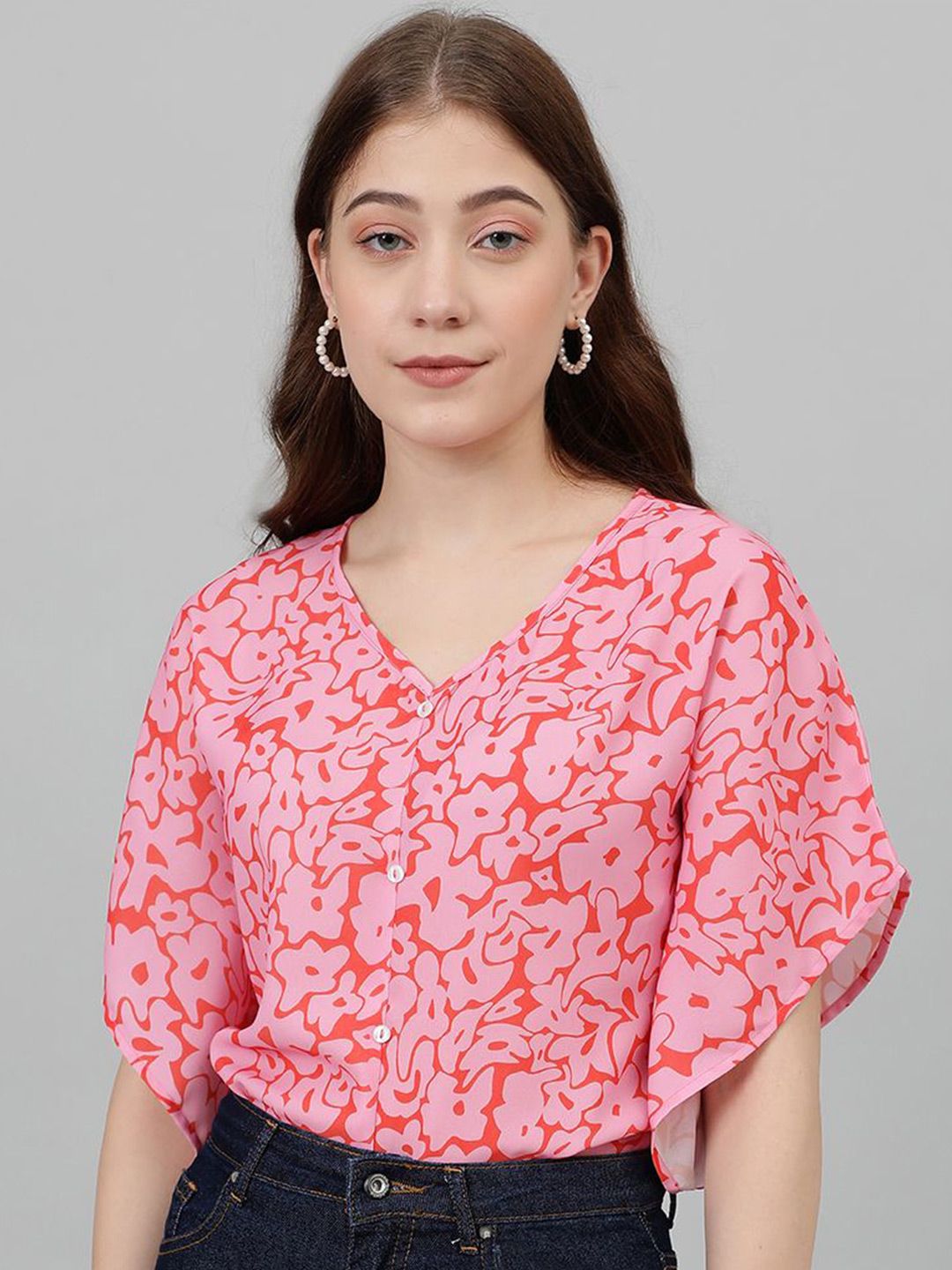 Kotty Batwing Sleeves Printed Top