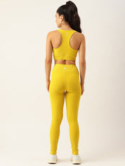 Kotty Women Lemon Yellow High-Rise Sports Bra & Tights