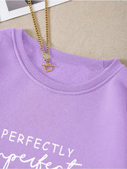 Kotty Typography Printed Round Neck Fleece Pullover