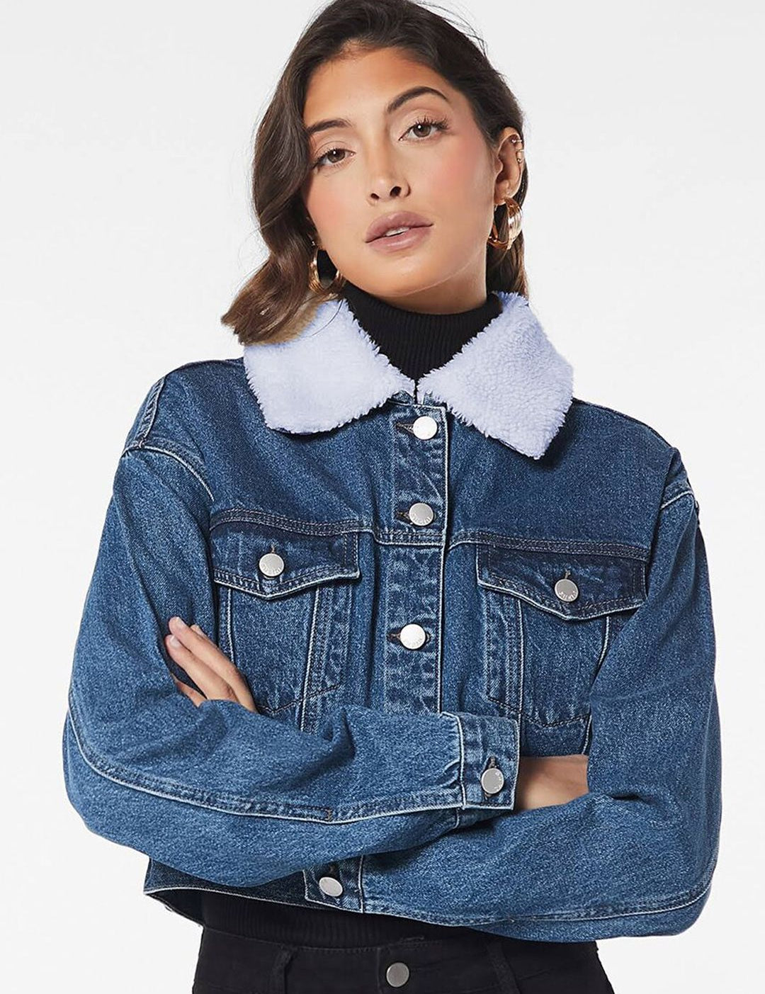Kotty Washed Crop Cotton Denim Jacket