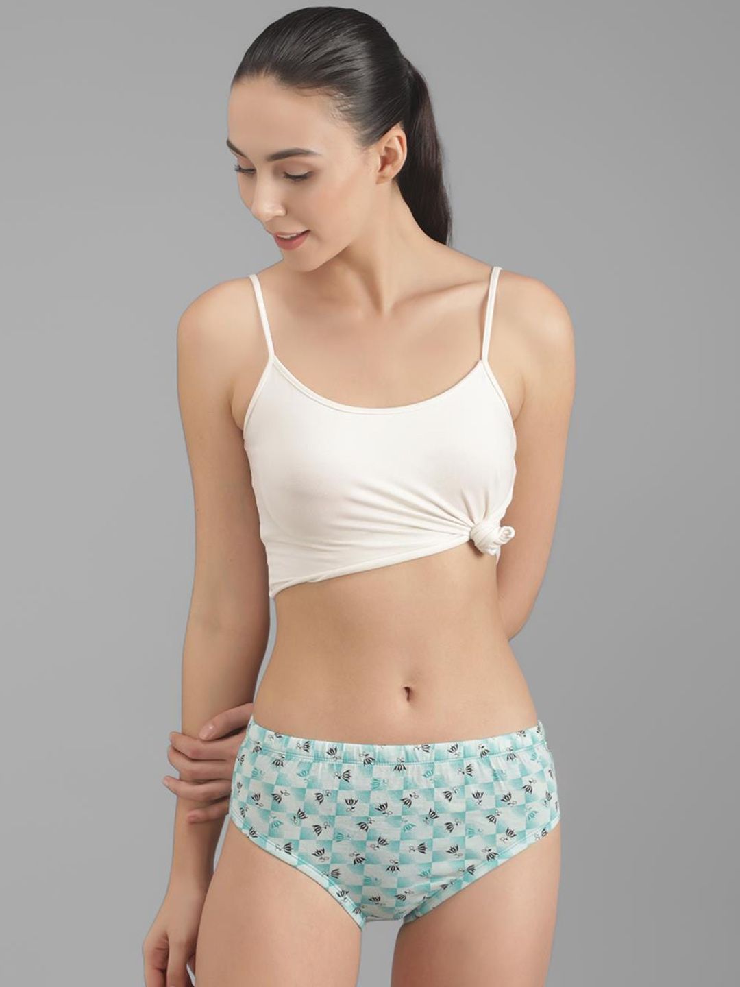 Kotty Women Pack Of 3 Printed Cotton Hipster Briefs