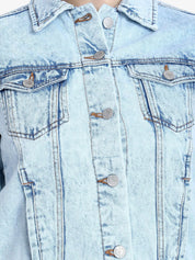 Kotty Women Blue Solid Denim Jacket