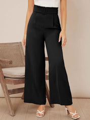 KOTTY BIZwear Basics Women Straight Fit High-Rise Pleated Parallel Trousers