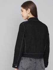 Kotty Women Black Crop Denim Jacket