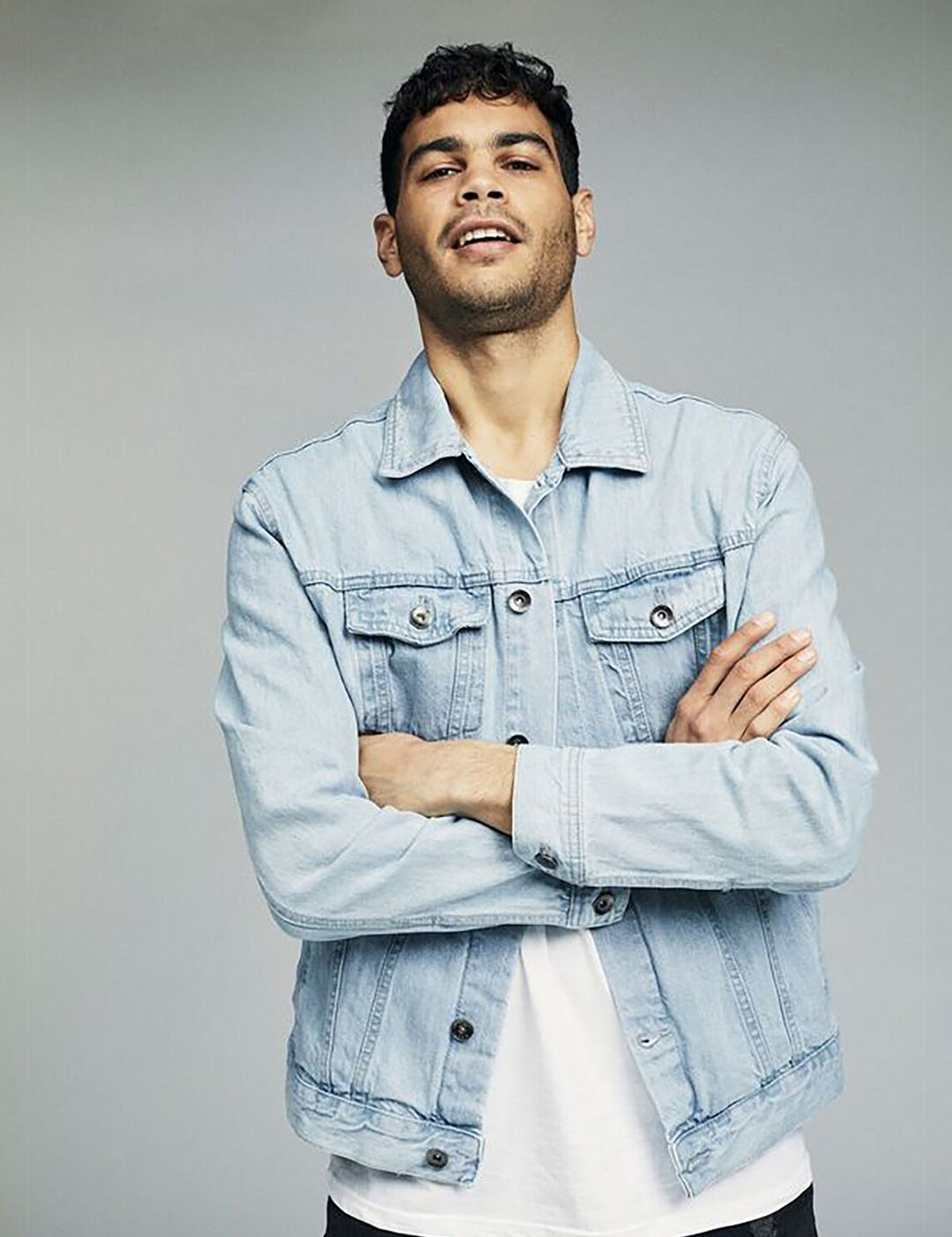 Kotty Blue Spread Collar Washed Denim Jacket