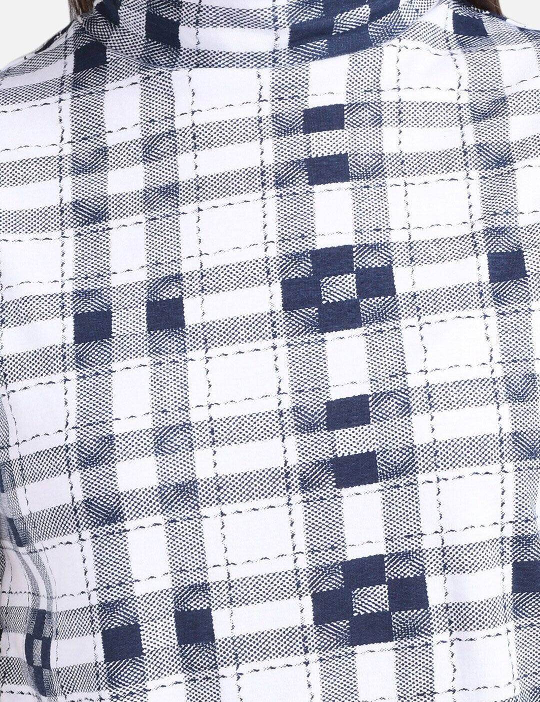 Kotty Women White Checked Pure Cotton Top