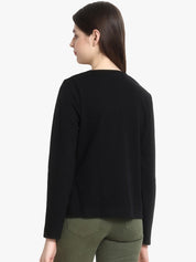 Kotty Women Black Self Design Lightweight Tailored Jacket