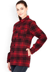 Kotty Women Red & Black Checked Overcoat