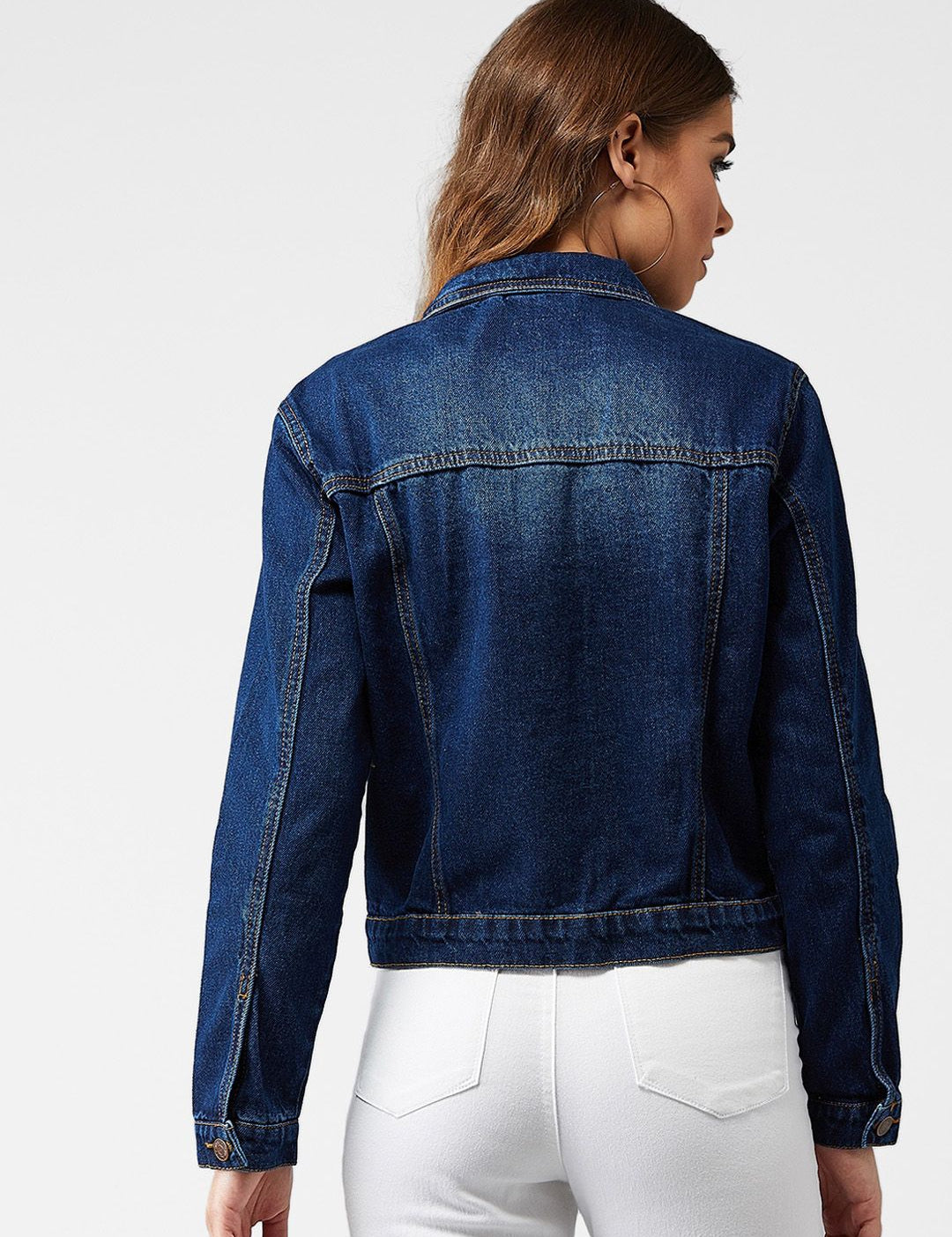 Kotty Women Navy Blue Solid Denim Jacket