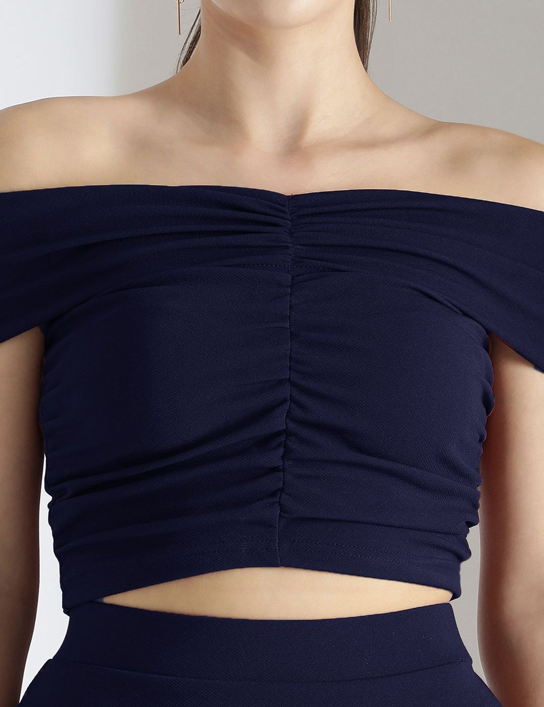 Kotty Navy Blue Off Shoulder Top With Skirt 