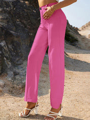Kotty Women Pink Relaxed Straight Leg Straight Fit High-Rise Trousers