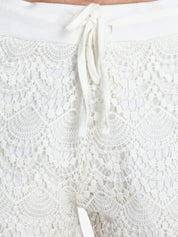 Kotty Women White Self Design Regular Fit Regular Shorts
