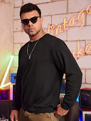 Kotty Black Ribbed Fleece Pullover Sweatshirt