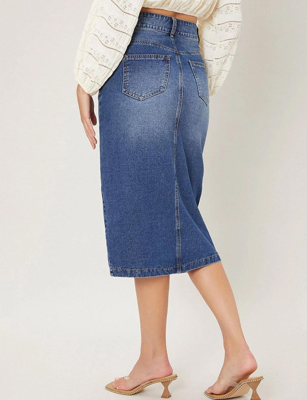 Kotty Front Slit Pencil Midi Skirt