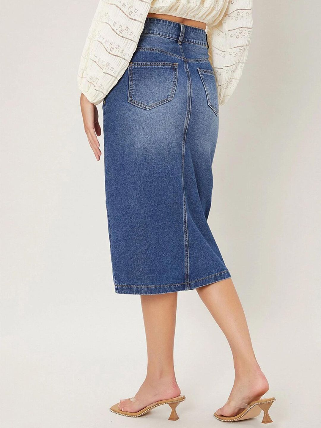 Kotty Front Slit Pencil Midi Skirt