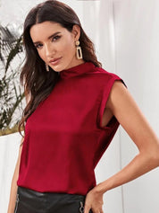 KOTTY BIZwear High Neck Extended Sleeves Satin Top