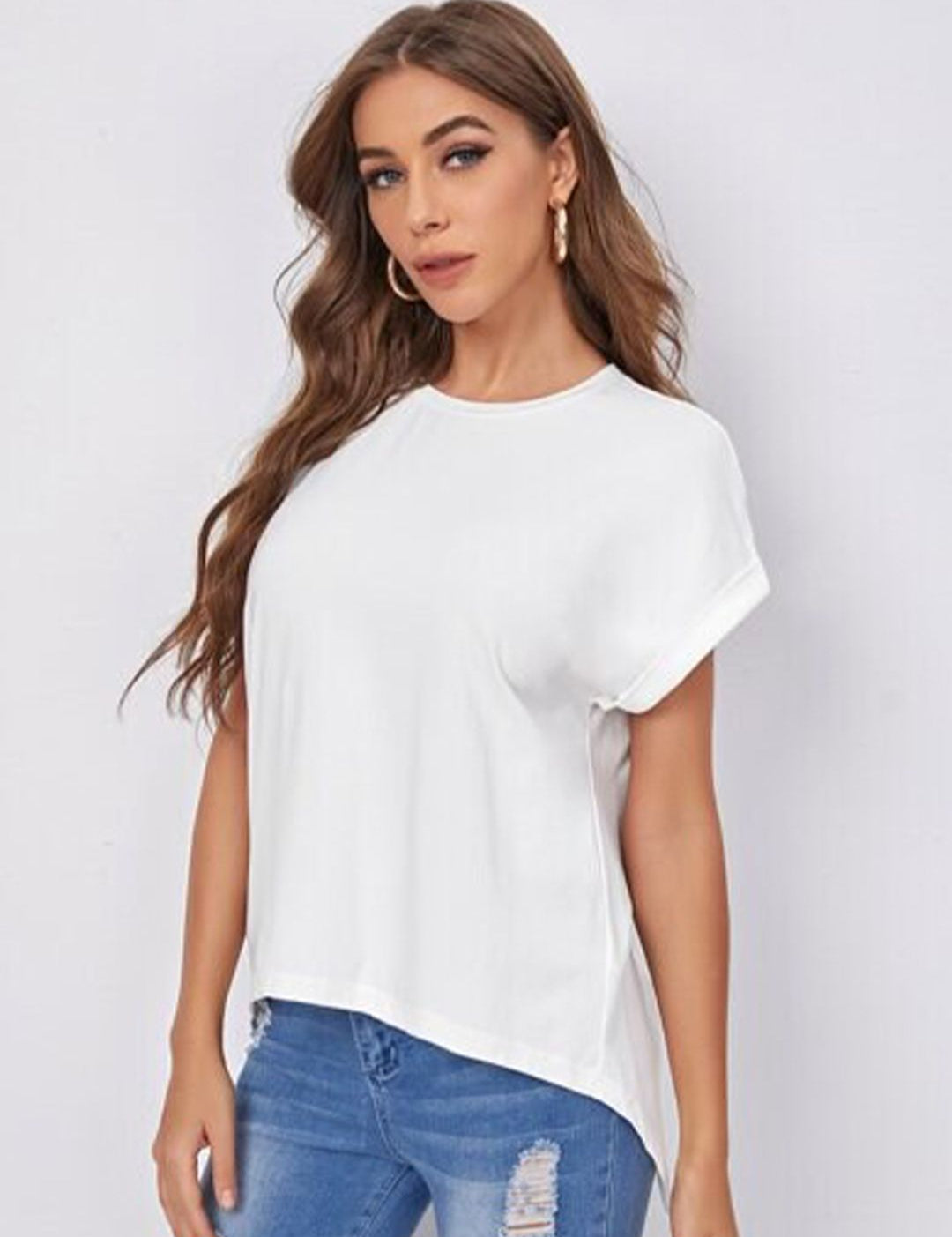 Kotty White Extended Sleeves Styled Back Top
