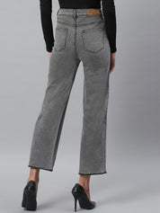 Kotty Women Grey Flared High-Rise Light Fade Stretchable Jeans