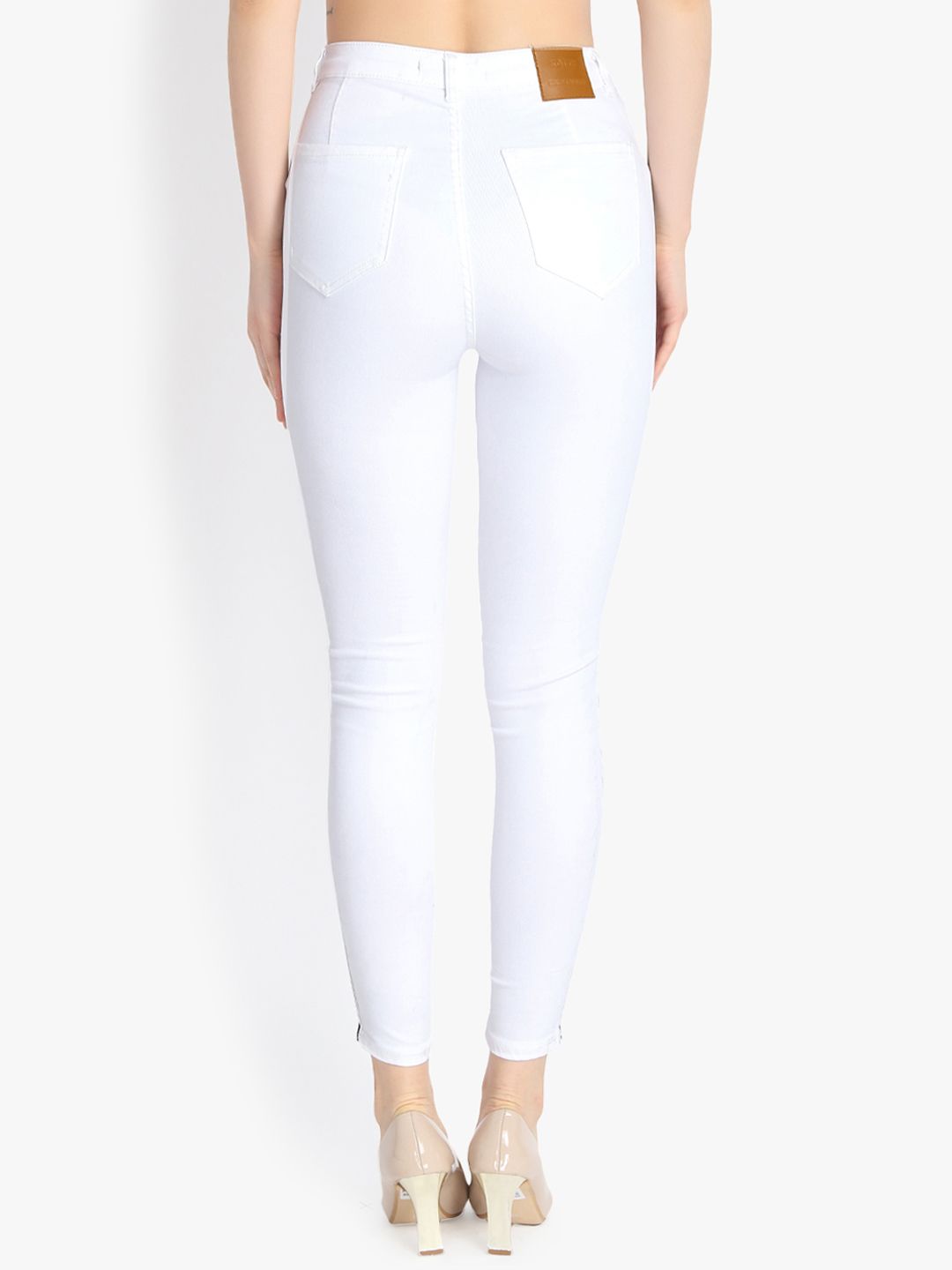 Kotty Women White Skinny Fit High-Rise Clean Look Jeans