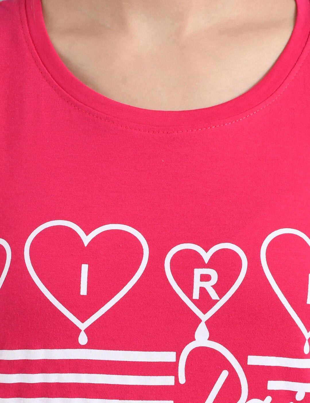 Kotty Women Pink Printed Round neck Neck T-shirt