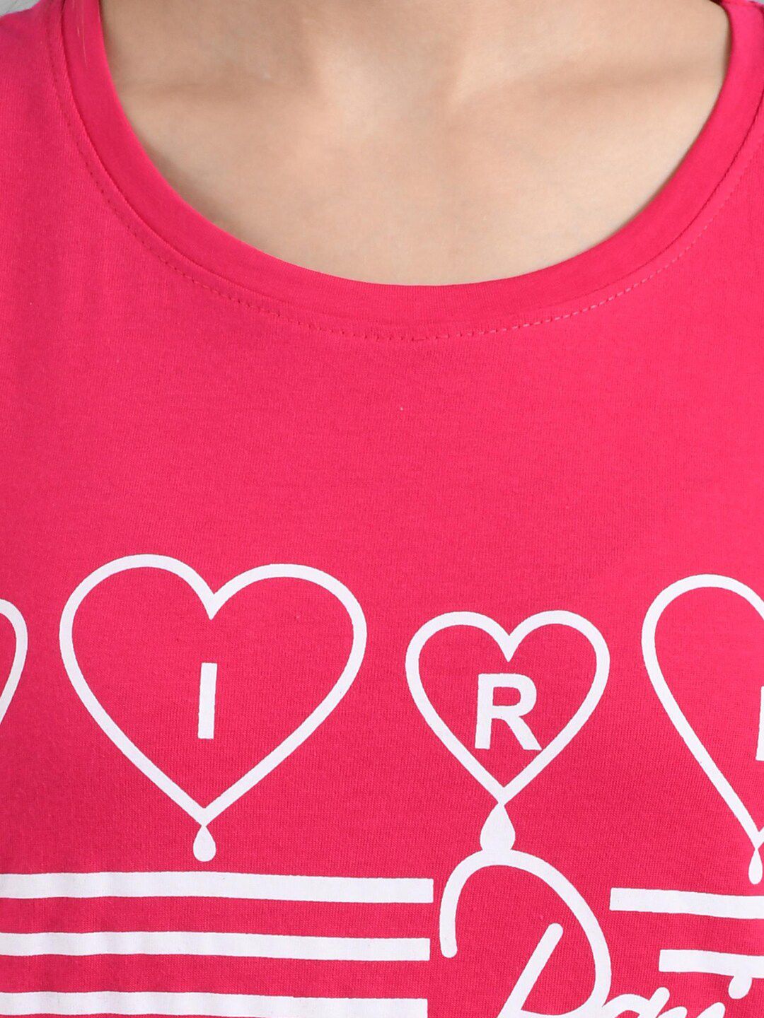 Kotty Women Pink Printed Round neck Neck T-shirt