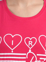 Kotty Women Pink Printed Round neck Neck T-shirt