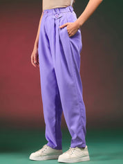 Kotty Women Solid Relaxed Mid-Rise Regular FitPleated RegularTrousers
