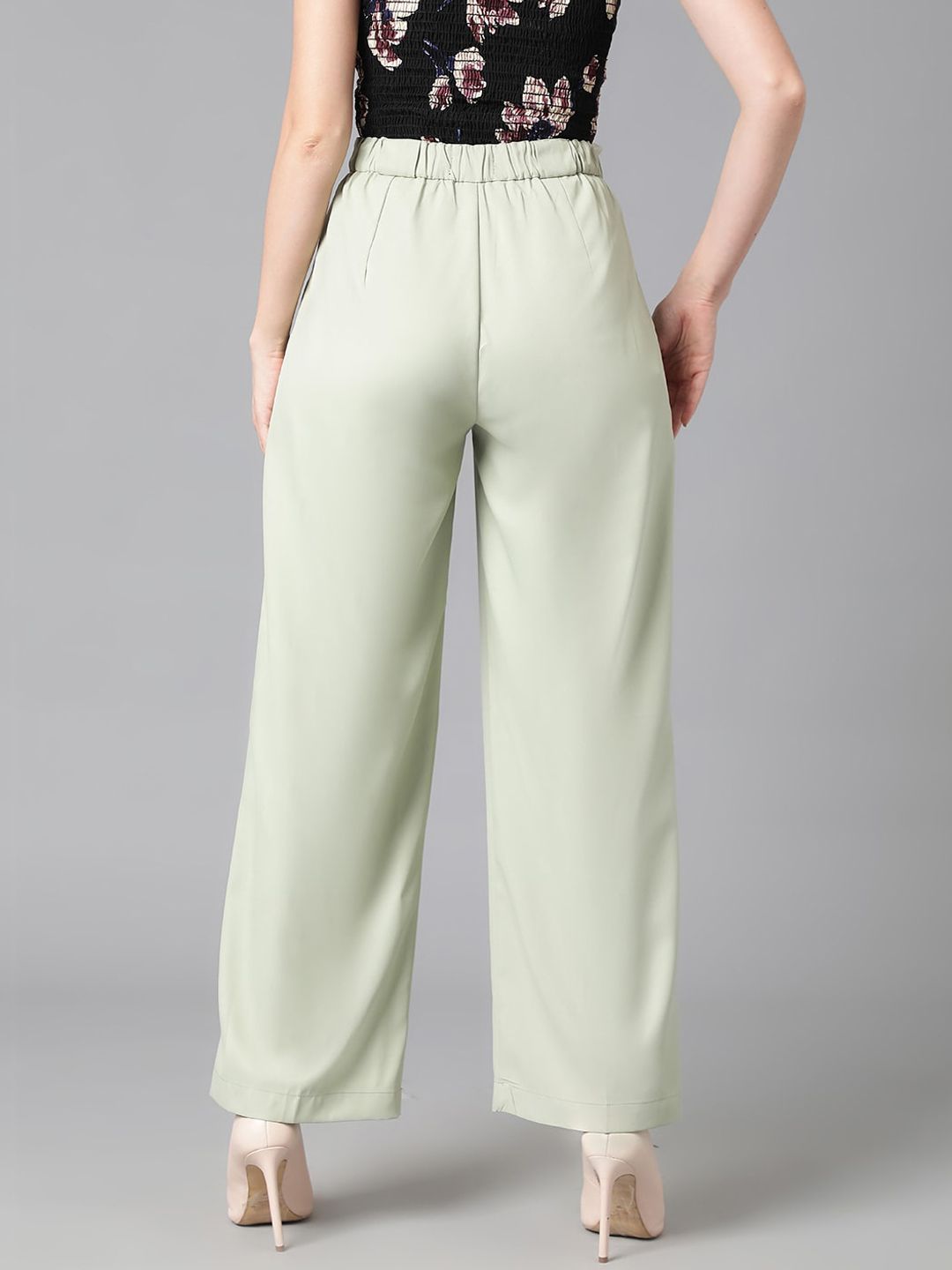 Kotty Women Relaxed Straight Leg Easy Wash Pleated Straight Fit Parallel Trousers