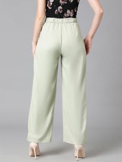 Kotty Women Relaxed Straight Leg Easy Wash Pleated Straight Fit Parallel Trousers