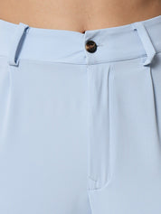 KOTTY BIZwear Women Blue High-Rise Easy Wash Pleated Wide Leg Trousers