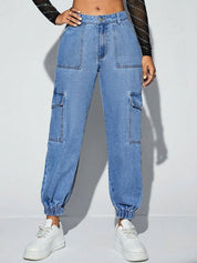 Kotty Women High-Rise Clean Look Stretchable Cargo Joggers