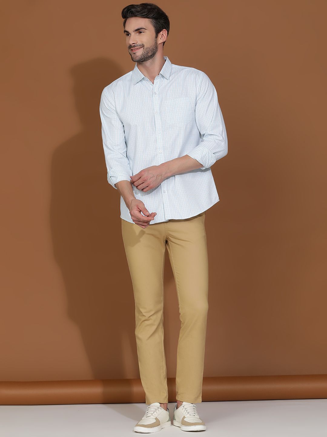 Kotty New Gingham Checks Spread Collar Casual Shirt