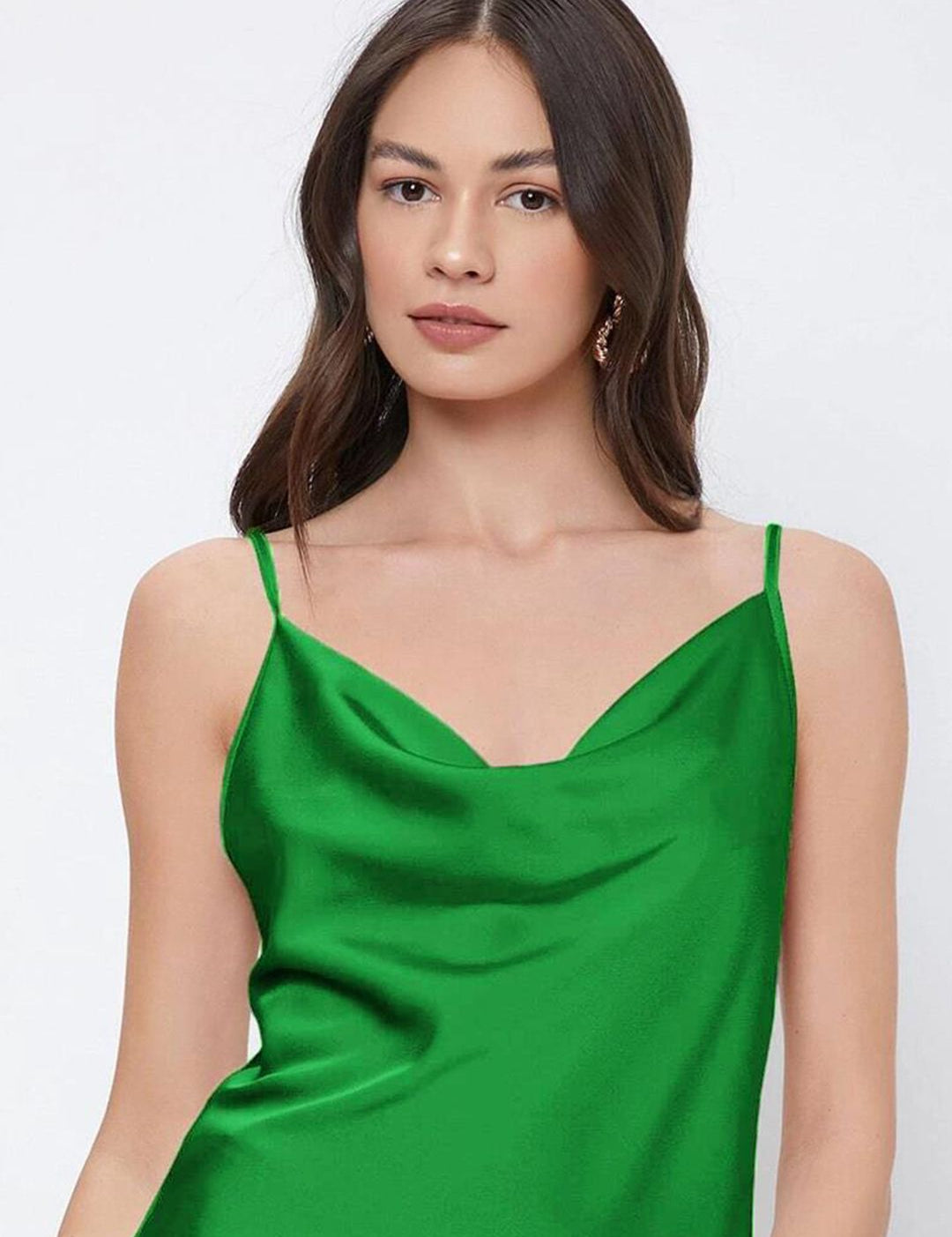 Kotty Green Cowl Neck Sleeveless Satin Top