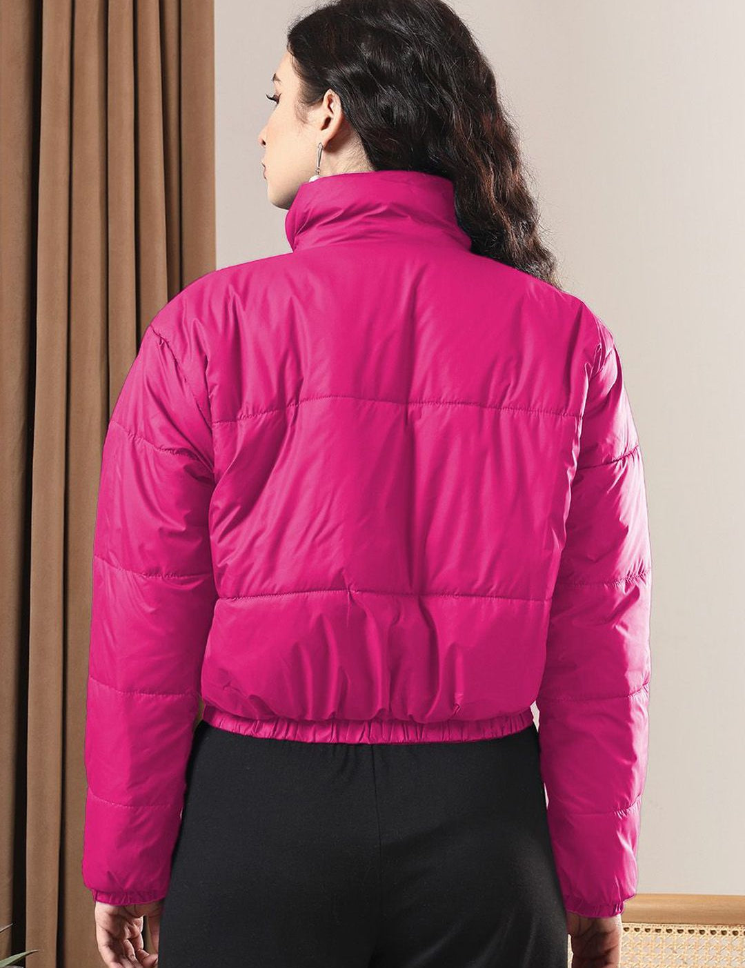 Kotty Women Mock Collar Solid Casual Insulator Puffer Jacket