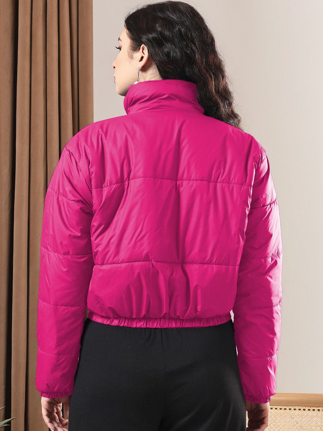 Kotty Women Mock Collar Solid Casual Insulator Puffer Jacket