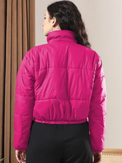 Kotty Women Mock Collar Solid Casual Insulator Puffer Jacket