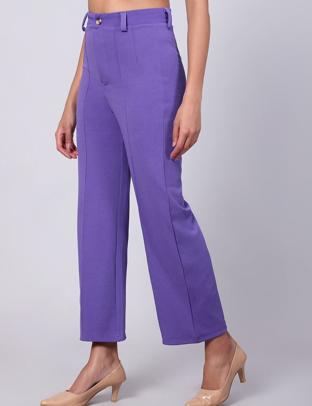 KOTTY BIZwear Women Relaxed Straight Fit High-Rise Easy Wash Pleated Trousers