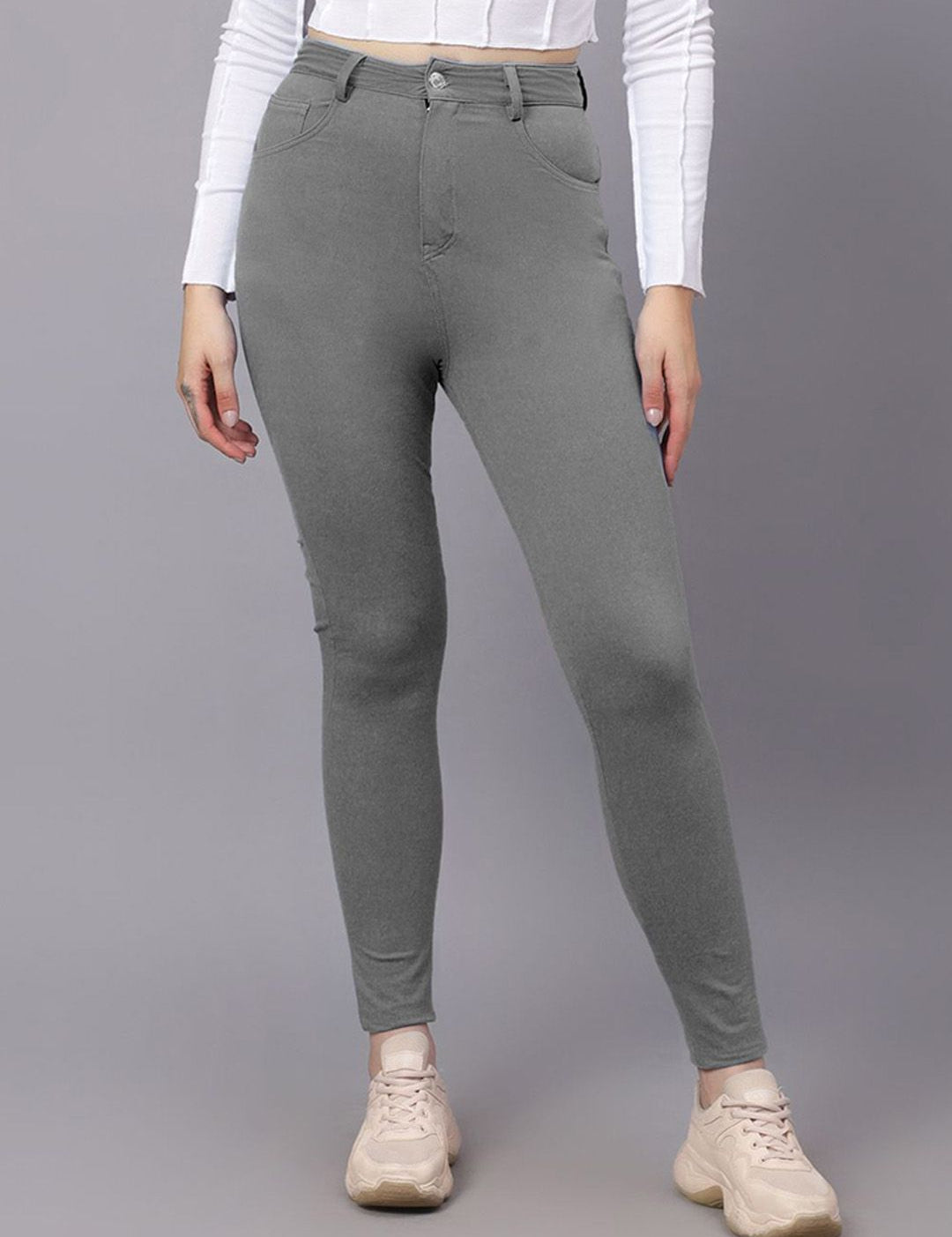 KOTTY Basics Women Skinny Fit High-Rise Mildly Distressed Stretchable Jeans