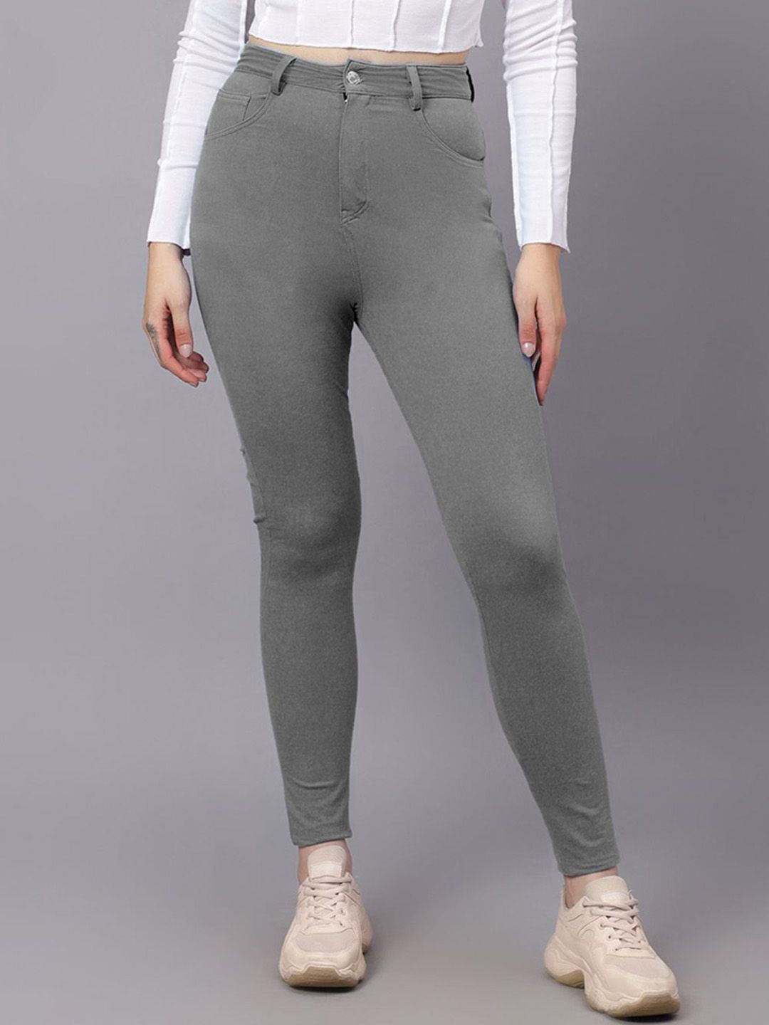 KOTTY Basics Women Skinny Fit High-Rise Mildly Distressed Stretchable Jeans