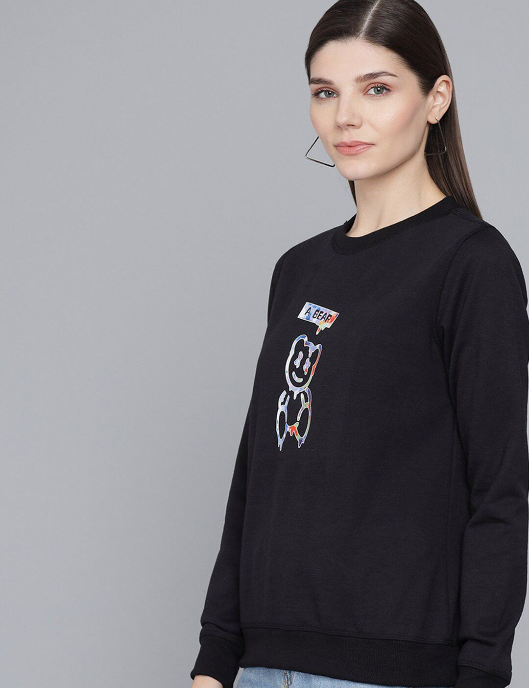 Kotty Women Black Printed Sweatshirt