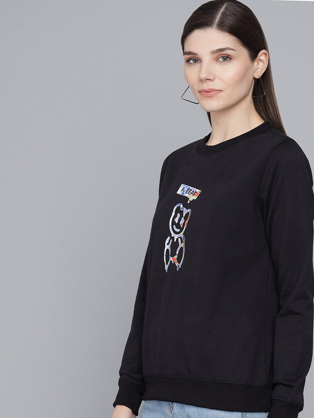 Kotty Women Black Printed Sweatshirt