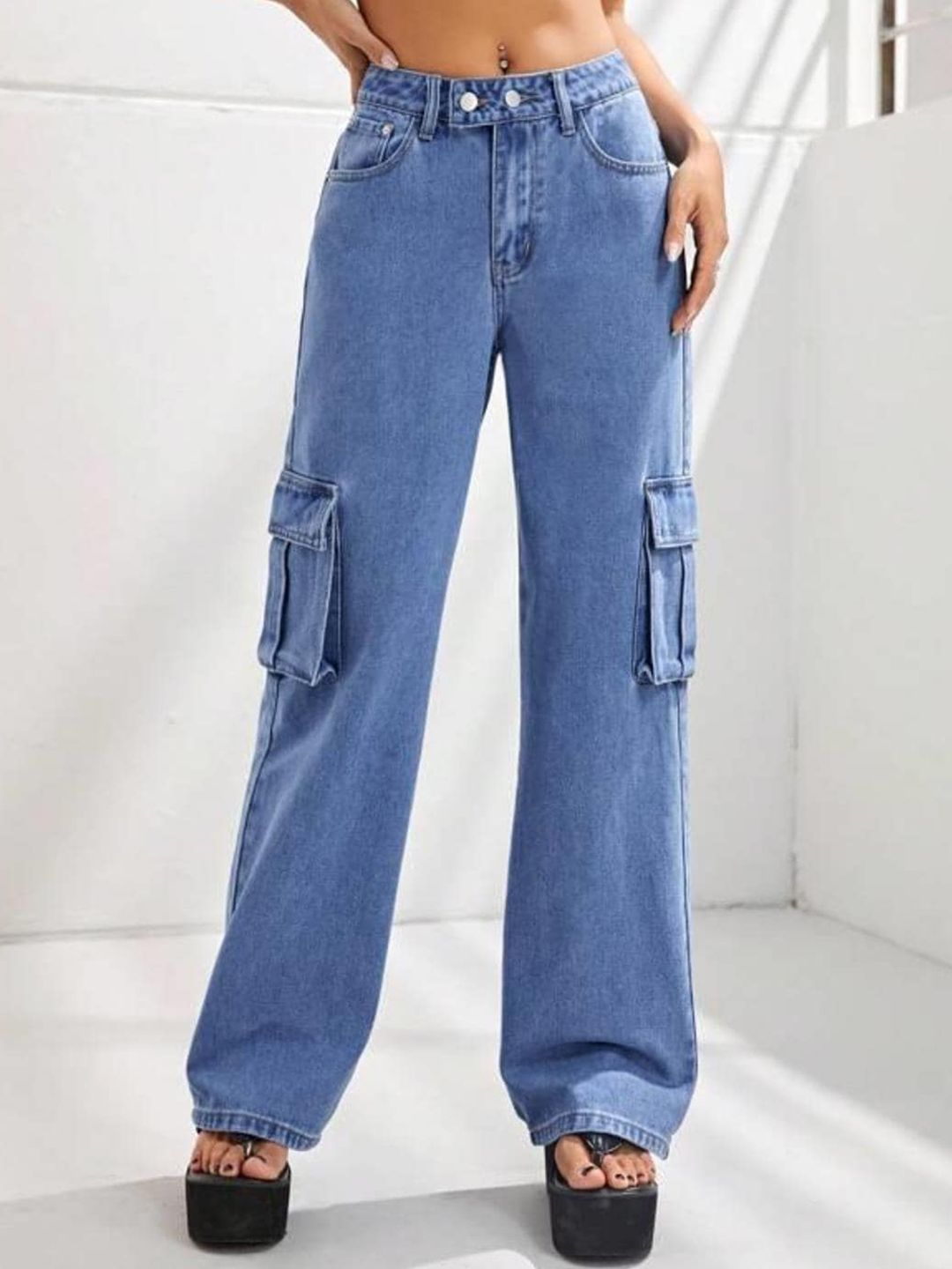 Kotty Women Blue Jean Straight Fit High-Rise Stretchable Jeans