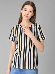 Kotty Striped Round Neck T-shirt