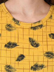 Kotty Women Yellow Printed Round Neck T-shirt