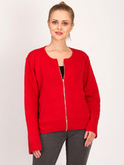 Kotty Women Red Self Design Tailored Jacket